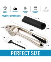 Zulay Kitchen Garlic Press and Peeler Set With Silicone Peeler & Brush