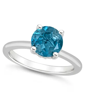 Macy's Women's London Blue Topaz (2-2/5 ct.t.w.) and Diamond Accent Ring Sterling Silver