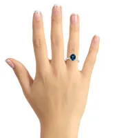 Macy's Women's London Blue Topaz (3-3/5 ct.t.w.) and Diamond Accent Ring Sterling Silver