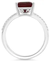 Macy's Women's Garnet (4 ct.t.w.) and Diamond (1/10 ct.t.w.) Ring in Sterling Silver