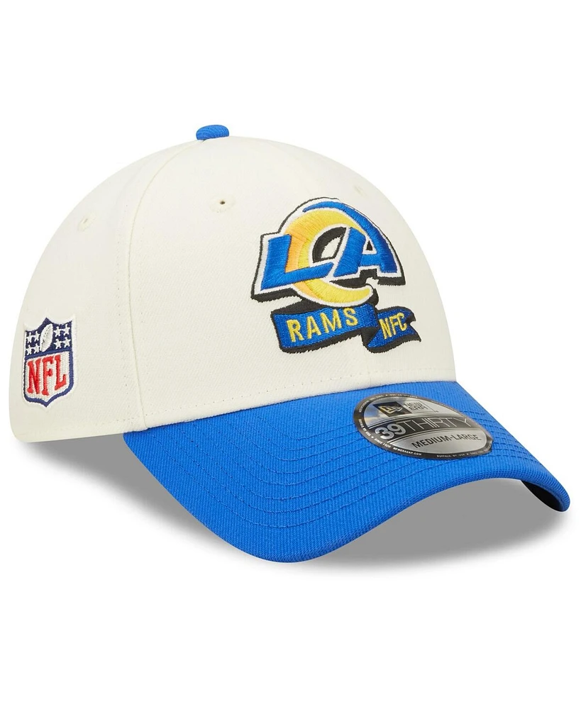 Men's New Era Cream, Royal Los Angeles Rams 2022 Sideline 39THIRTY 2-Tone Flex Hat