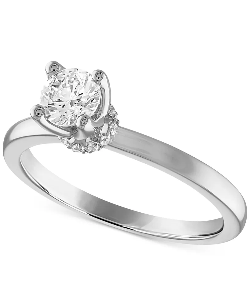 Alethea Certified Diamond Solitaire Engagement Ring (1/2 ct. t.w.) in 14k White Gold featuring diamonds with the De Beers Code of Origin, Created for