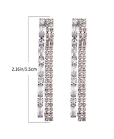 Nicole Miller Baguette and Rhinestones with Silver-Tone Drop Earring - Silver