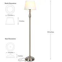 Brightech Gabriella Led Standing Modern Floor Lamp with Fabric Shade