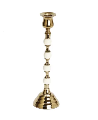 Classic Touch Candle Holder and Beaded Stem, 5" x 10" - Gold