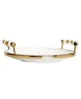 Classic Touch Flat Round Plate with Beaded Design, 11"D x 2"