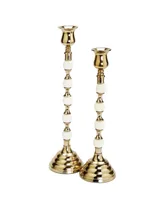 Classic Touch Candle Holder and Beaded Stem, 5" x 10" - Gold