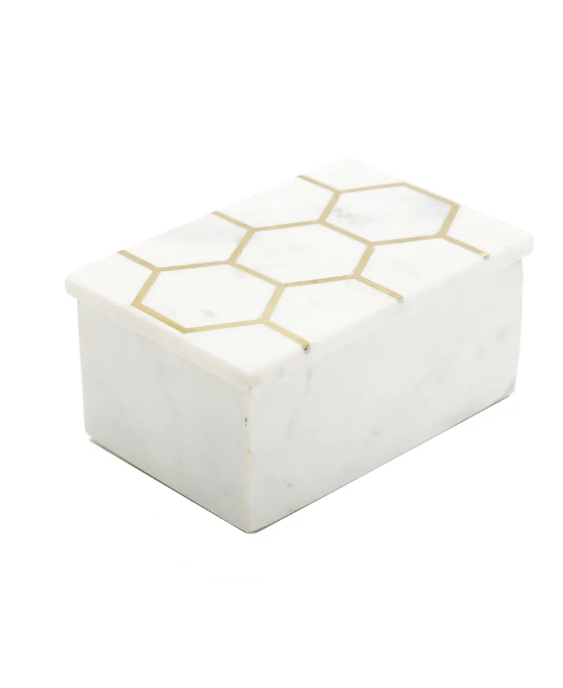 Mother of Pearl White Marble Decor Box (Large) - Anaya