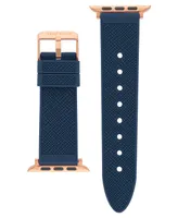 Anne Klein Women's Navy Textured Silicone Band Compatible with 42/44/45/Ultra/Ultra 2 Apple Watch - Navy, Rose Gold