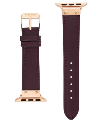 Anne Klein Women's Purple Genuine Leather Band Compatible with 42/44/45/Ultra/Ultra 2 Apple Watch - Purple, Gold