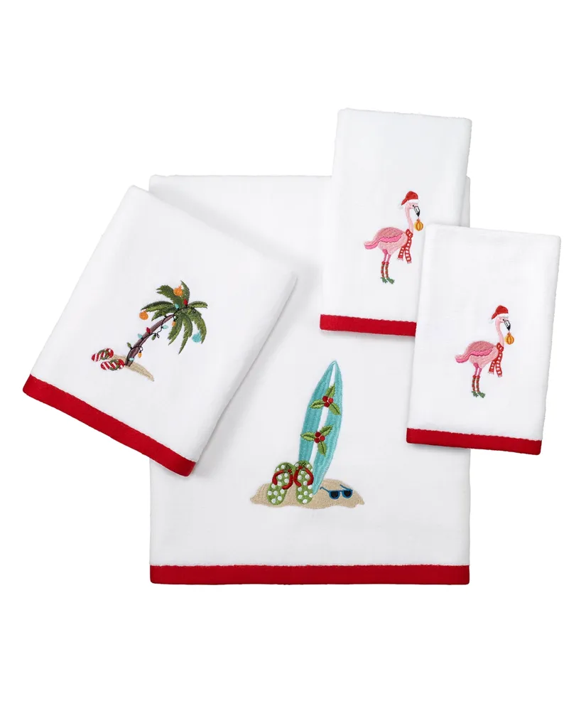 Avanti Flamingo Jingle Holiday Cotton Bath Towel, 27" x 50"