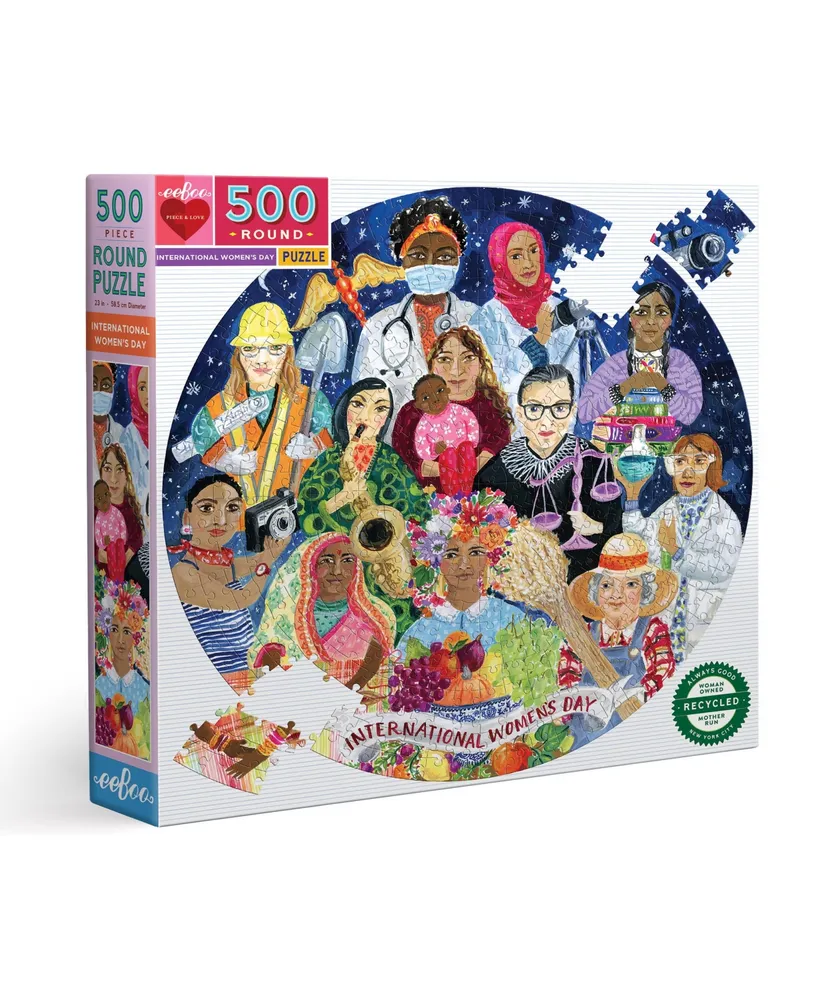 Eeboo Piece and Love International Women's Day Round Jigsaw Puzzle Set, 500 Piece