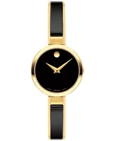 Movado Women's Moda Swiss Quartz Ceramic Yellow Pvd Bangle Watch 24mm