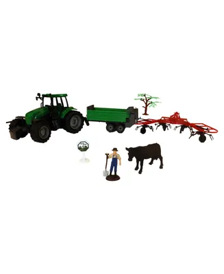 PlayTek Green Farm Tractor Play Set, 7 Piece