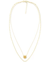 Initial Disc Layered Pendant Necklace 18k Gold-Plated Sterling Silver, Created for Macy's