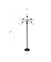 Simple Designs 5 Light Adjustable Gooseneck Floor Lamp with Shades