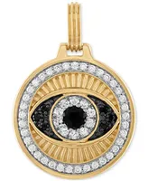Esquire Men's Jewelry Cubic Zirconia Evil Eye Pendant in 14k Gold-Plated Sterling Silver, Created for Macy's