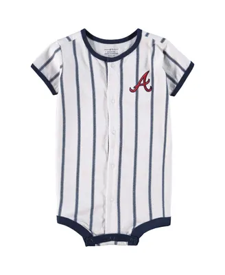 Infant Boys and Girls White Atlanta Braves Pinstripe Power Hitter Coverall