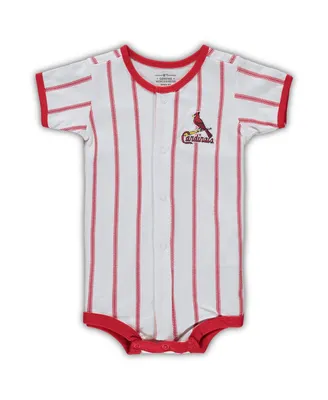Infant Boys and Girls White St. Louis Cardinals Pinstripe Power Hitter Coverall