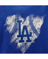 Infant Boys and Girls Royal, White, Heathered Gray Los Angeles Dodgers Batter Up 3-Pack Bodysuit Set