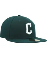 Men's New Era Green Cleveland Guardians Logo White 59FIFTY Fitted Hat