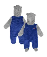 Newborn and Infant Boys Girls Royal, Gray Toronto Blue Jays Game Nap Teddy Fleece Bunting Full-Zip Sleeper