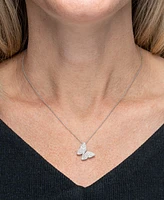 Diamond Butterfly 18" Pendant Necklace (1/10 ct. t.w.) in Sterling Silver, Created for Macy's