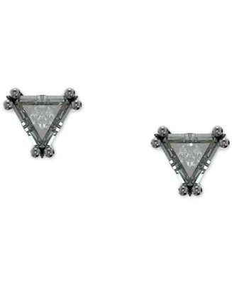 Swarovski Black-Tone Triangle Crystal Stud Earrings