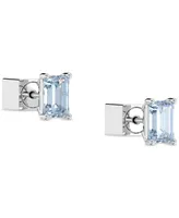 Swarovski Rose Gold-Tone Color Cushion-Cut Crystal Stud Earrings