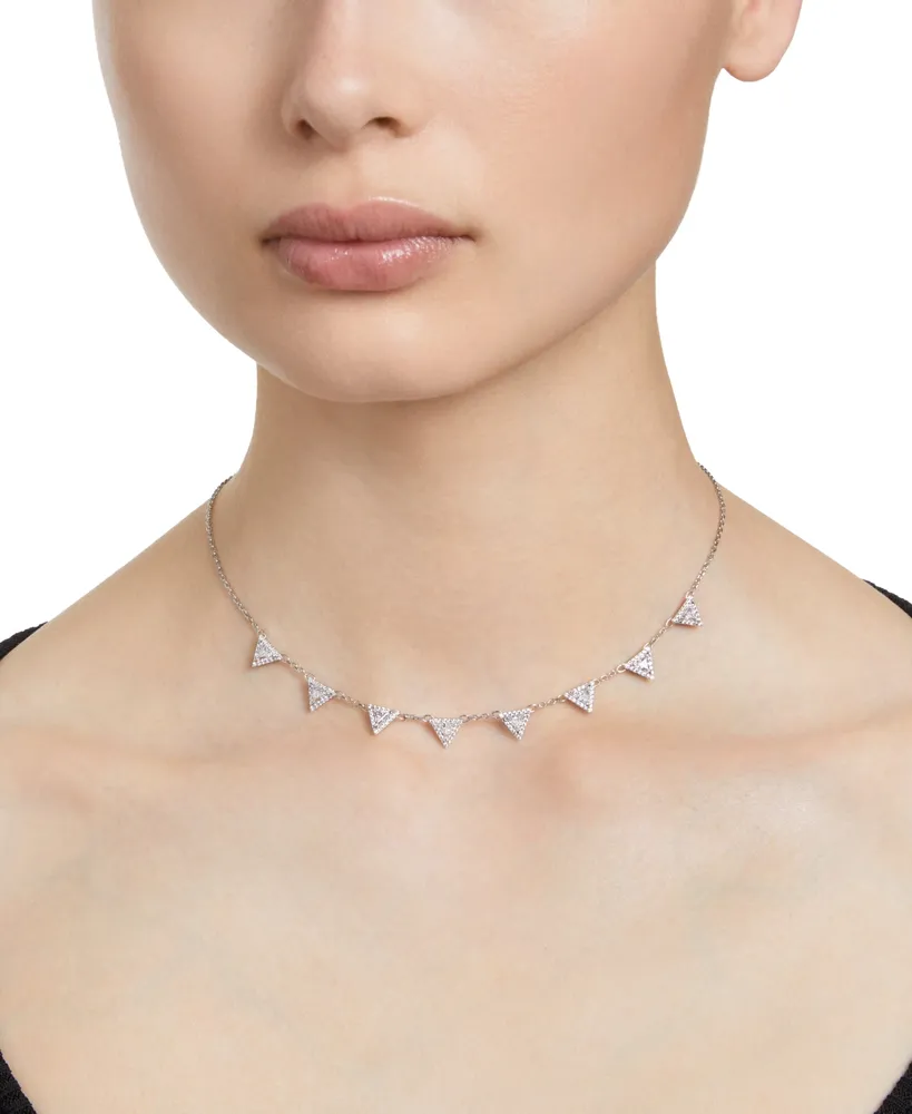 Swarovski Silver-Tone Crystal Ortyx Punk Necklace, 14-1/8" + 2" extender