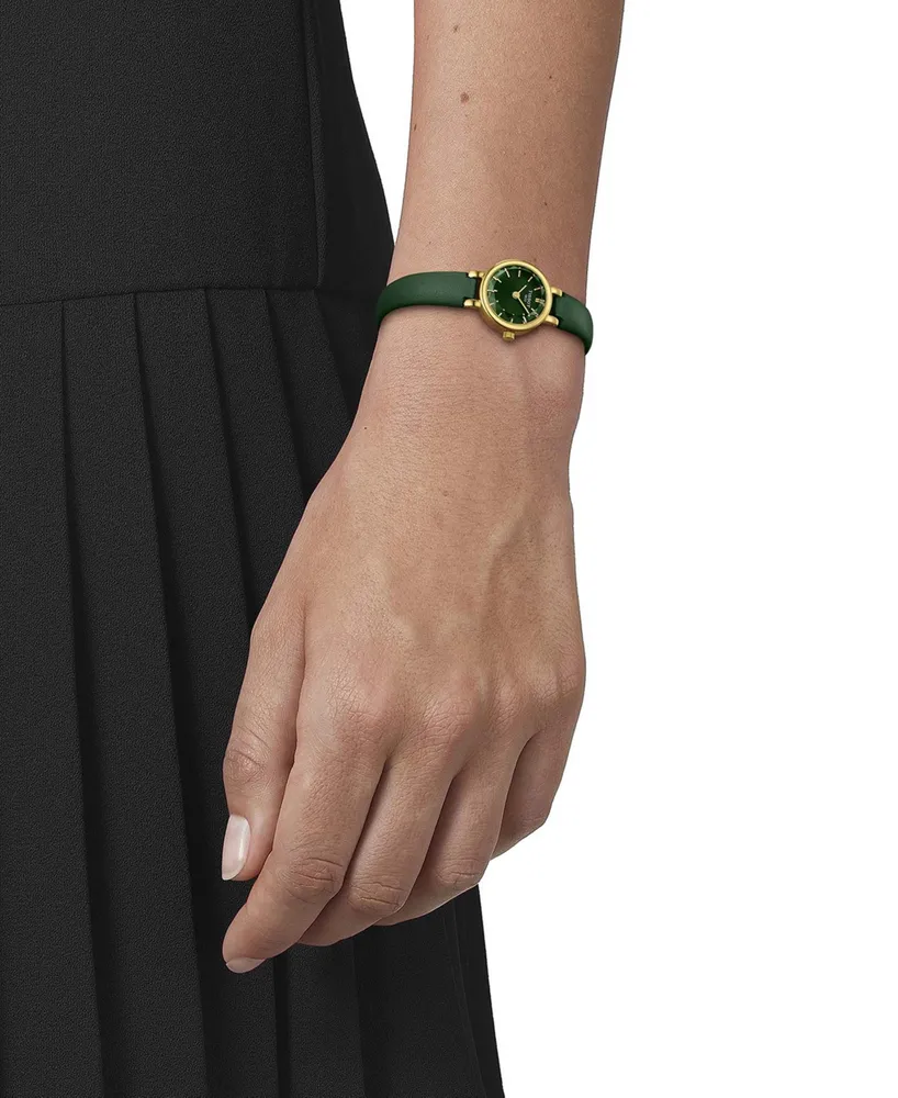 Tissot Women's Swiss Lovely Green Leather Strap Watch 20mm