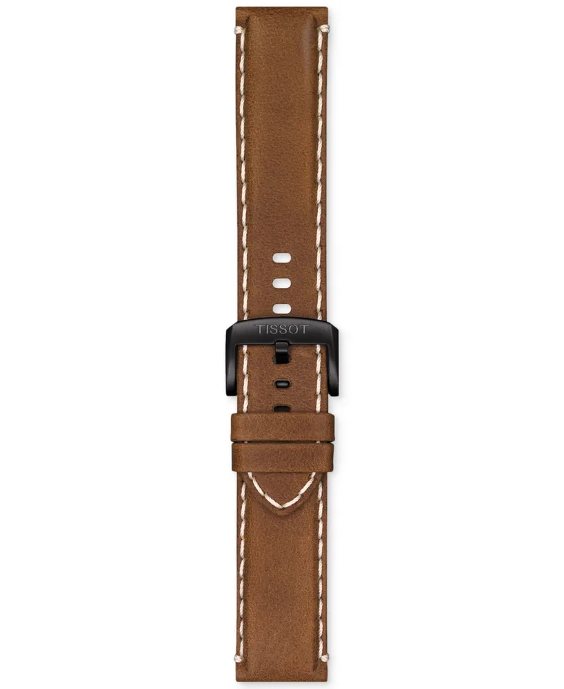 Tissot Men's Swiss Chronograph Xl Beige Leather Strap Watch 45mm