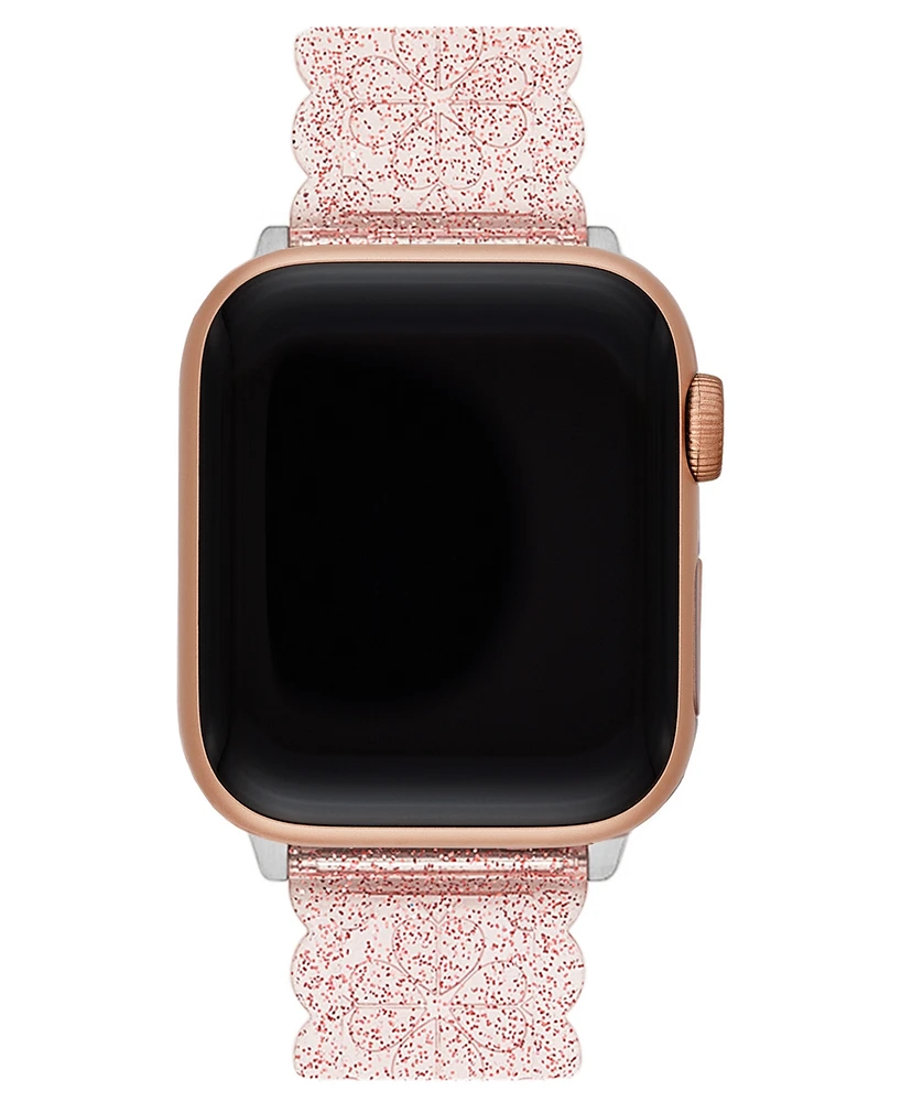 kate spade new york Women's Pink Glitter Jelly Polyurethane Band for Apple Watch, 38mm, 40mm, 41mm