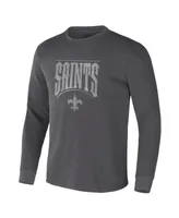 Men's Nfl x Darius Rucker Collection by Fanatics Charcoal New Orleans Saints Long Sleeve Thermal T-shirt