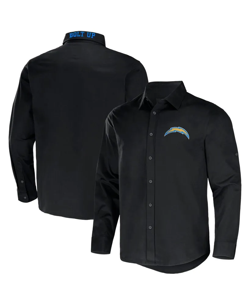 Men's Nfl x Darius Rucker Collection by Fanatics Black Los Angeles Chargers Convertible Twill Long Sleeve Button-Up Shirt