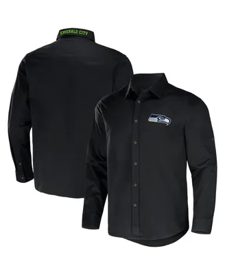 Men's Nfl x Darius Rucker Collection by Fanatics Black Seattle Seahawks Convertible Twill Long Sleeve Button-Up Shirt