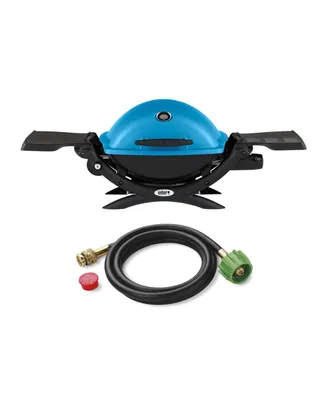 Weber Q 1200 Gas Grill (Blue) And Adapter Hose