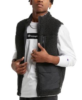 Champion Men's Cozy Standard-Fit Mixed-Media Plush Fleece Vest