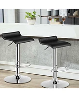 Costway Set of 2 Swivel Bar Stool Pu Leather Adjustable Bar Chair