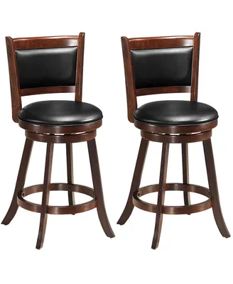 Set of 2 24'' Swivel Counter Stool Wooden Dining Chair
