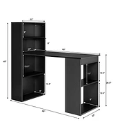 Costway Computer Desk Writing Workstation Office 6-Tier Storage Shelves