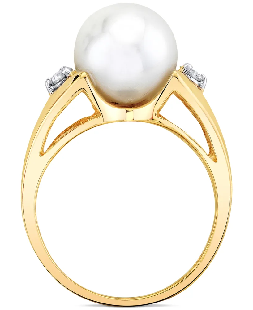 Cultured Freshwater Pearl (10mm) & Diamond (1/8 ct. t.w.) Ring in 14k Gold