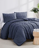 Southshore Fine Linens Chevron Clipped Jacquard 3 Piece Comforter Set