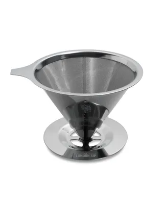 London Sip Stainless Steel Coffee Dripper, 1-4 Cup - Silver