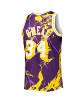 Men's Mitchell & Ness Shaquille O'Neal Purple Los Angeles Lakers 1996-97 Hardwood Classics Marble Swingman Jersey