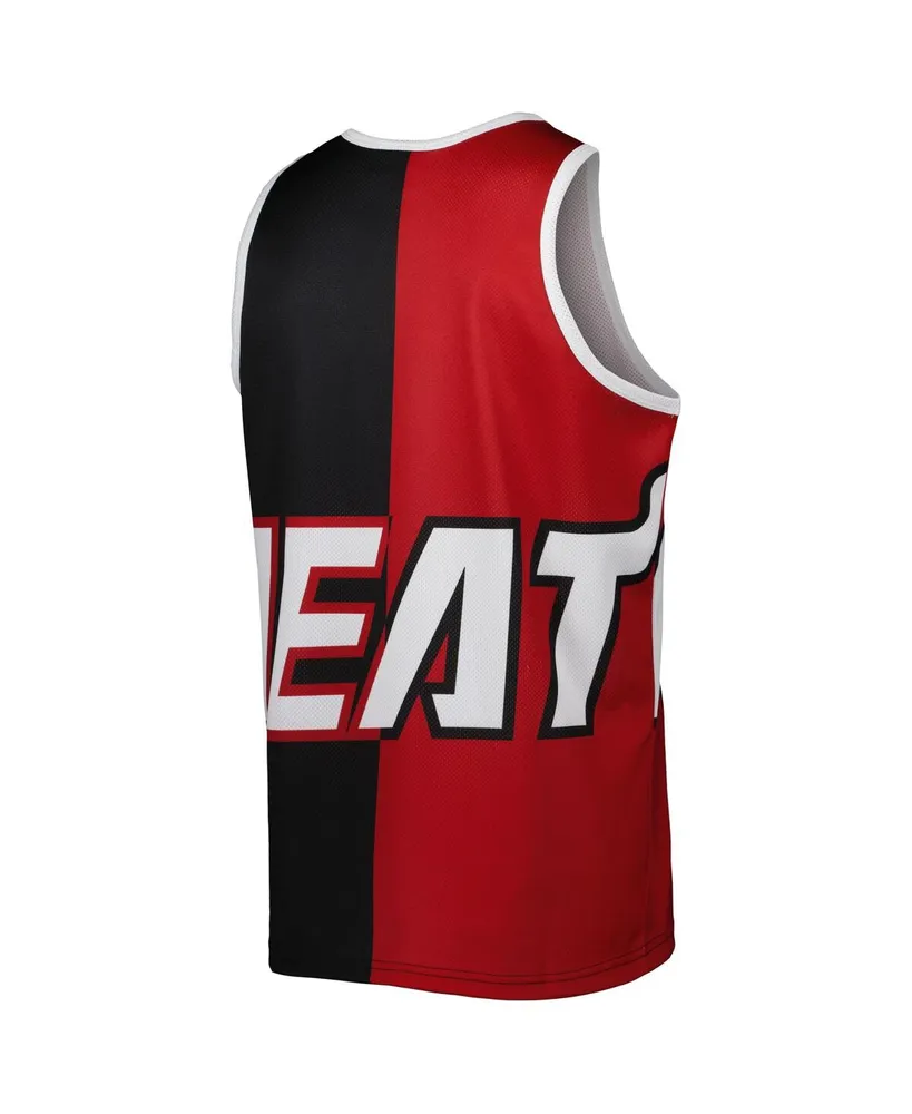 Men's Mitchell & Ness Dwyane Wade Black and Red Miami Heat Sublimated Player Tank Top