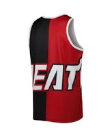 Men's Mitchell & Ness Dwyane Wade Black and Red Miami Heat Sublimated Player Tank Top