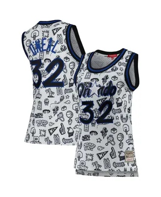 Women's Mitchell & Ness Shaquille O'Neal White Orlando Magic 1994 Doodle Swingman Jersey