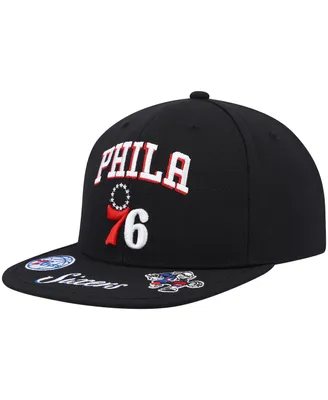 Men's Mitchell & Ness Black Philadelphia 76ers Front Loaded Snapback Hat