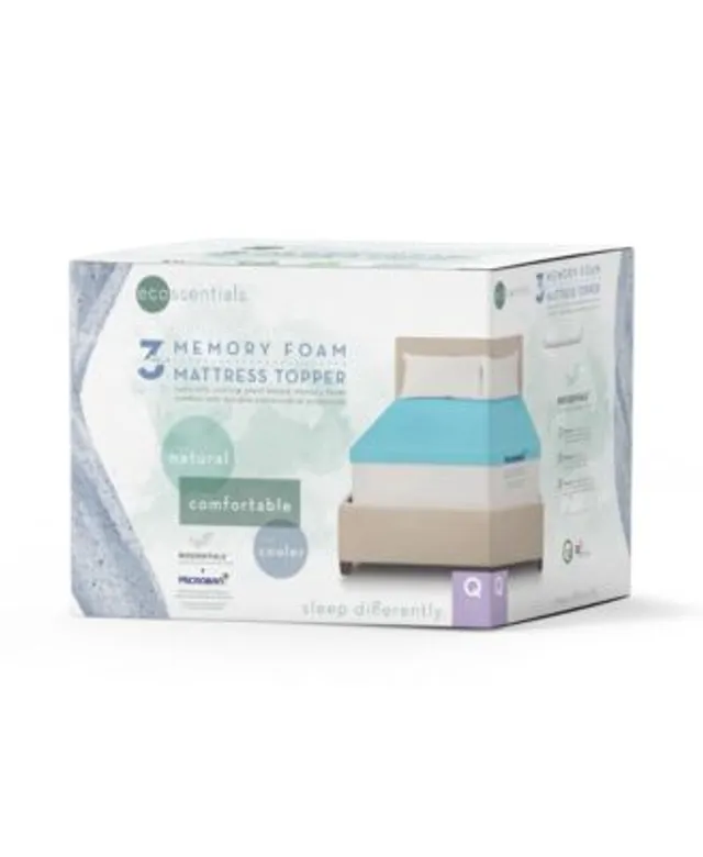 Ecossentials 3 Memory Foam Mattress Topper, Queen - Blue